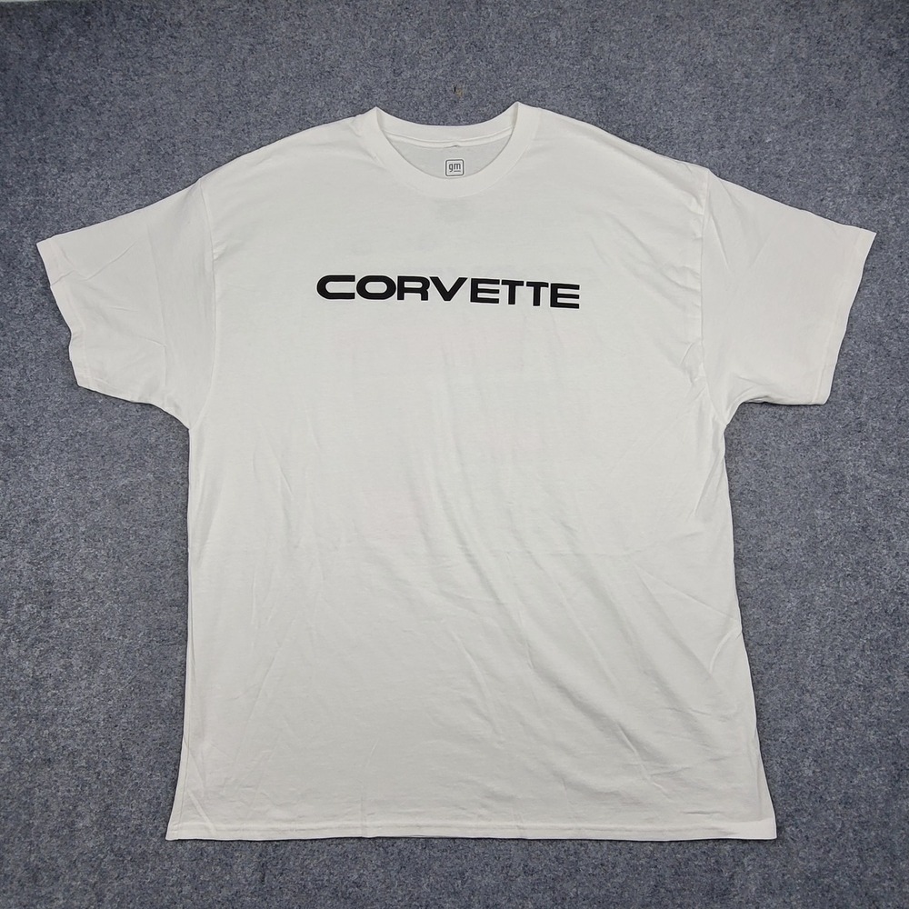 GM Corvette C4 Graphic T-Shirt White XXL Short Sleeve Crew Neck Cotton Tee 2XL